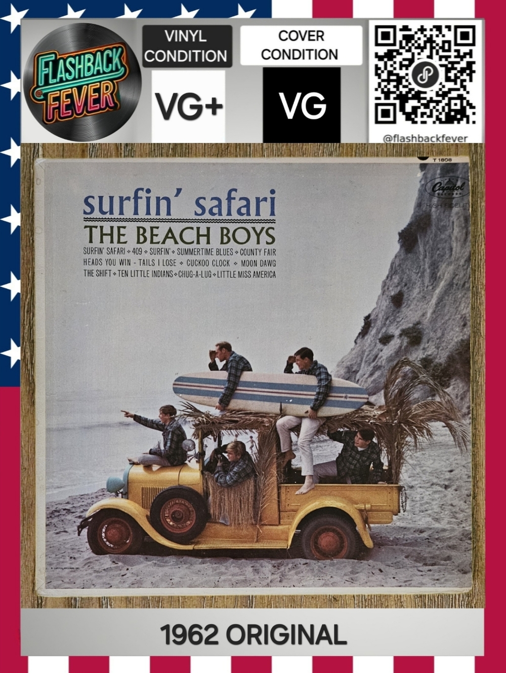 THE BEACH BOYS•Surfin' Safari•1962 CA (#T 1808) Compo Press, Mono